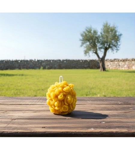 Candela Cespuglio di Rose Pura Cera d'Api - I Frutti dell'Alveare